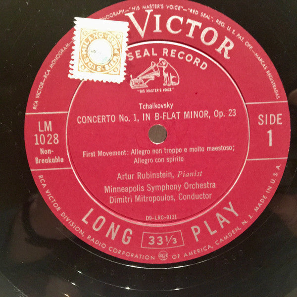 Tchaikovsky* - Artur Rubinstein*, Minneapolis Symphony Orchestra, Dimitri Mitropoulos : Concerto No. 1 (LP, Album, Mono, RE)