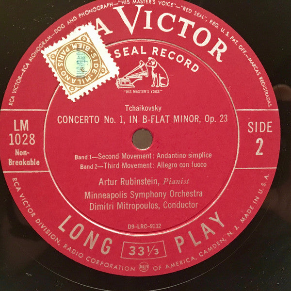Tchaikovsky* - Artur Rubinstein*, Minneapolis Symphony Orchestra, Dimitri Mitropoulos : Concerto No. 1 (LP, Album, Mono, RE)
