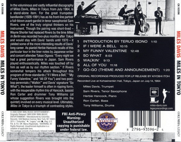 Miles Davis : Miles In Tokyo (CD, Album, RE, RM)