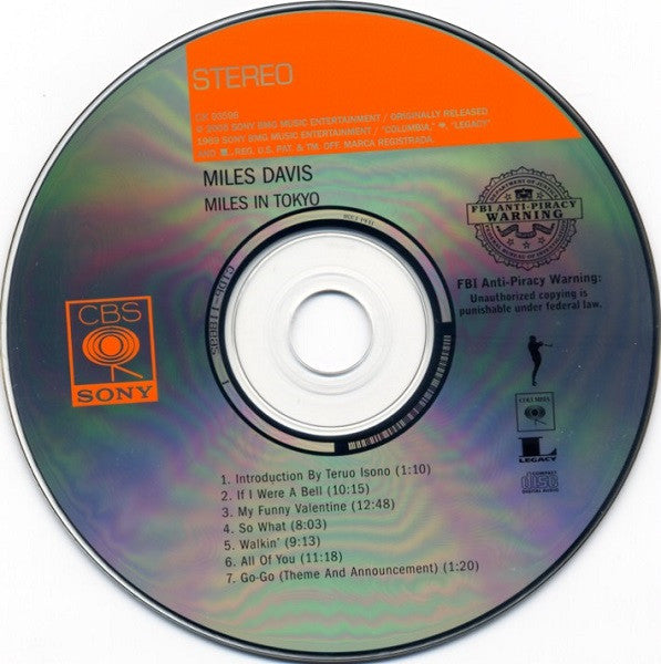Miles Davis : Miles In Tokyo (CD, Album, RE, RM)