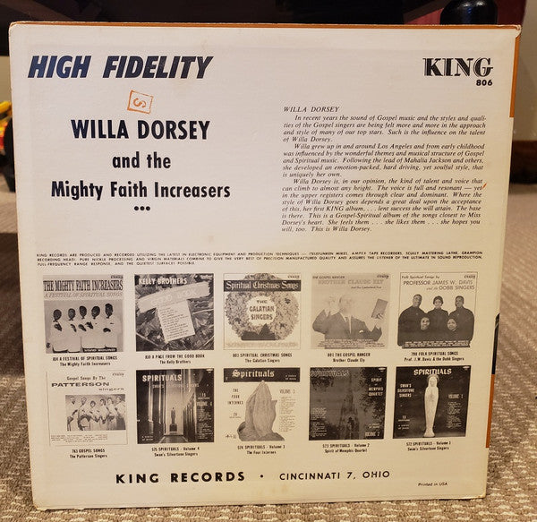 Willa Dorsey And The Mighty Faith Increasers : Willa Dorsey and the Mighty Faith Increasers (LP, Mono)