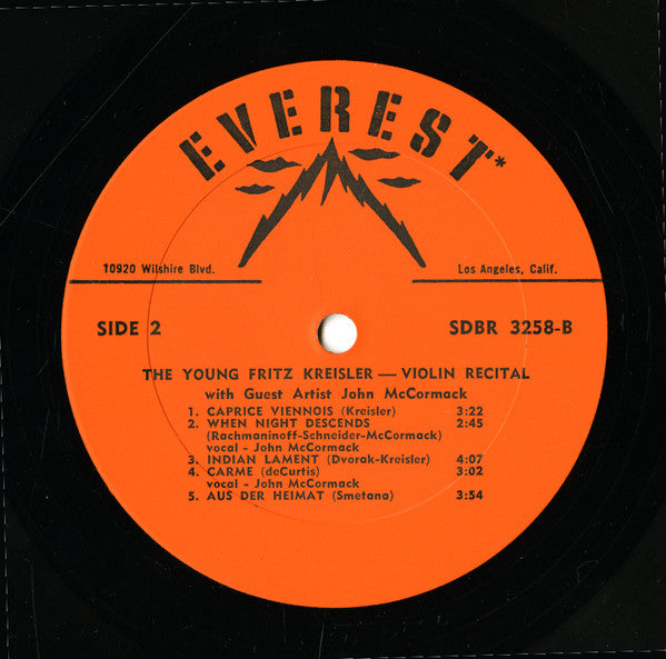 Fritz Kreisler With Guest John McCormack (2), Smetana*, Dvorak*, Massenet*, Godard*, Rachmaninoff* : The Young Fritz Kreisler — Violin Recital (LP, Comp)