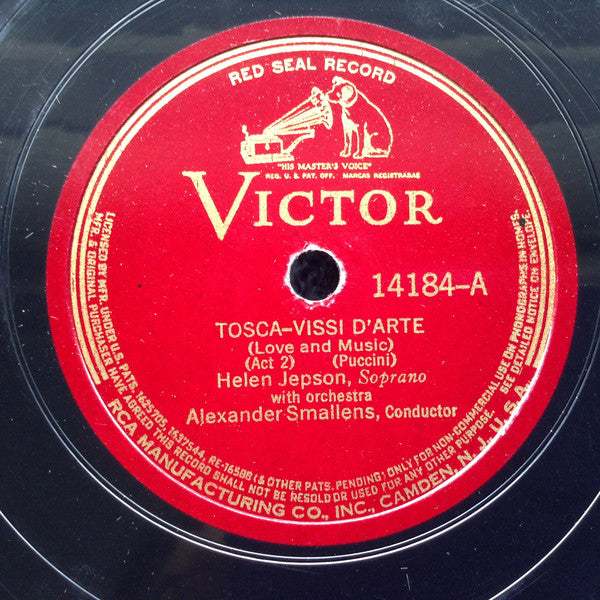 Helen Jepson With Orchestra Conducted By Alexander Smallens : Vissi D'Arte // Ah! Fors è Lui / Sempre Libera (Shellac, 12")