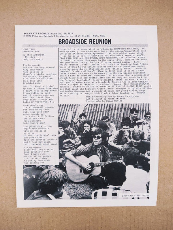 Various : Broadside Ballads Vol. 6: Broadside Reunion (LP, Album, Comp, Blu)