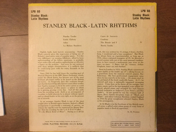Stanley Black & His Orchestra : Latin Rhythms (10", Album)