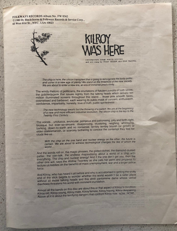 Peggy Seeger + Ewan MacColl : Kilroy Was Here (LP)