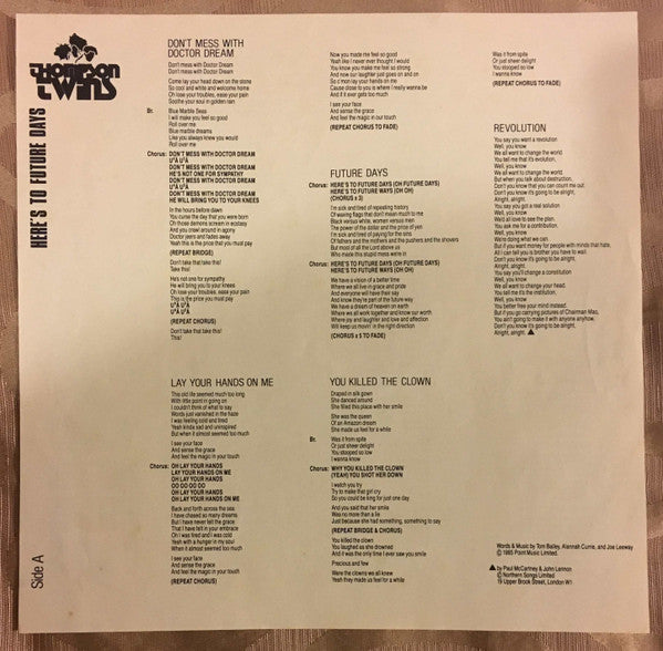 Thompson Twins : Here's To Future Days (LP, Album)