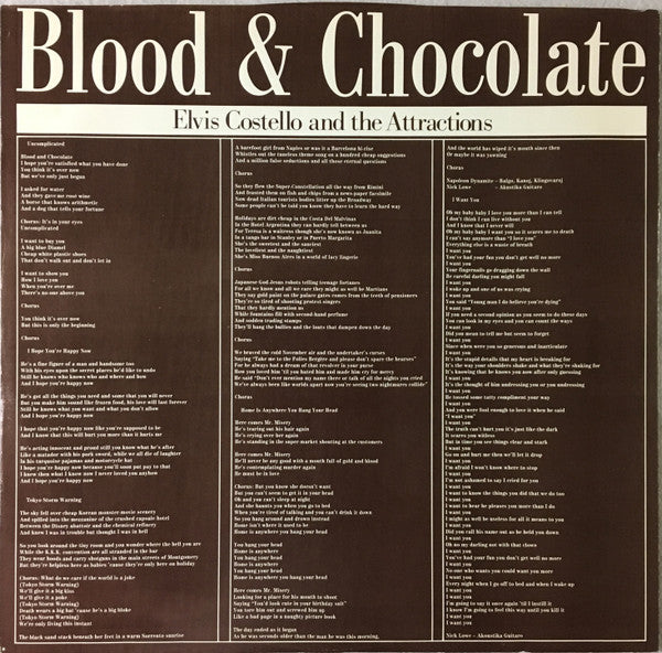 Elvis Costello & The Attractions : Blood & Chocolate (LP, Album, Pit)