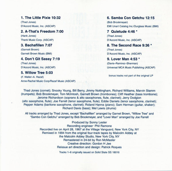Thad Jones & Mel Lewis : Live At The Village Vanguard (CD, Album, RE, RM)