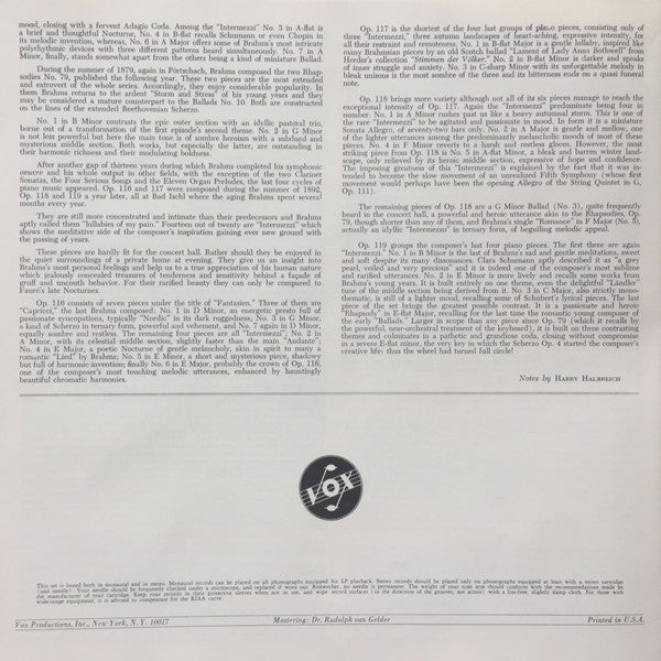 Johannes Brahms, Walter Klien : Brahms Piano Music - Complete - Vol. II (3xLP, Mono + Box)