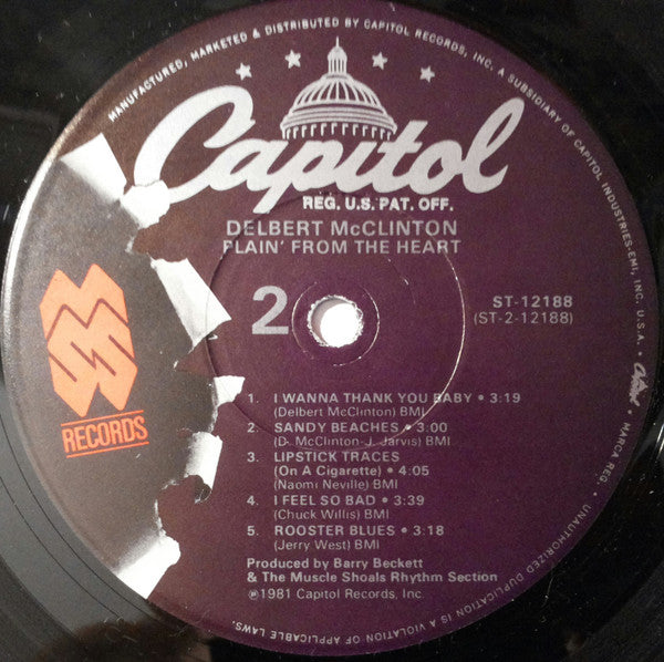 Delbert McClinton : Plain' From The Heart (LP, Album, Los)