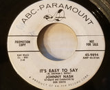 Johnny Nash : My Pledge To You / It's So Easy To Say (7", Single, Promo)