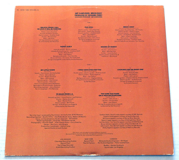 Art Garfunkel : Breakaway (LP, Album)