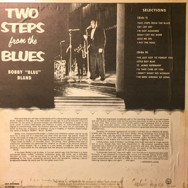 Bobby Bland : Two Steps From The Blues (LP, Album, RE)