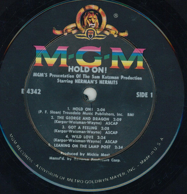 Herman's Hermits : Hold On! (Music From The Original Sound Track) (LP, Album, Mono, Wad)