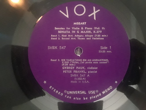 Mozart*, György Pauk, Peter Frankl : Sonatas & Variations For Violin & Piano: Complete In Two Volumes, Vol. II (3xLP + Box)