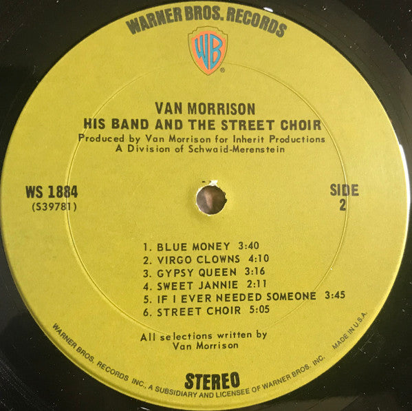Van Morrison : His Band And The Street Choir (LP, Album)