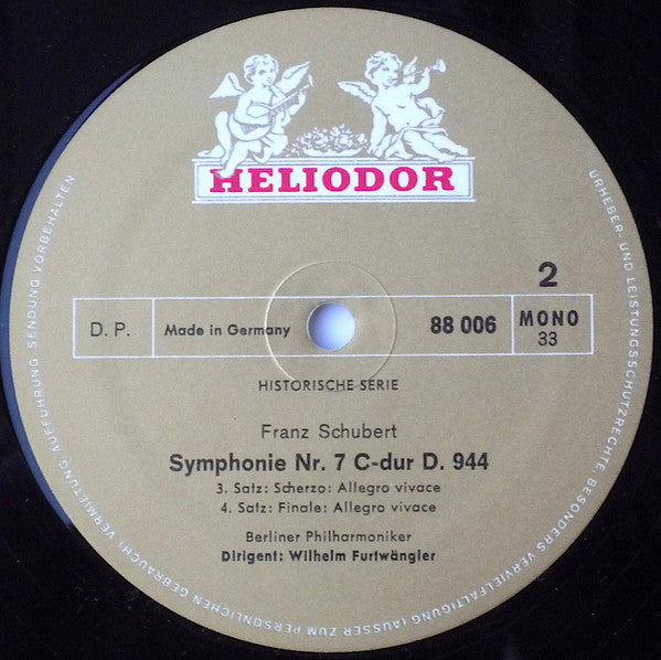 Franz Schubert – Berliner Philharmoniker, Wilhelm Furtwängler : Sinfonie Nr. 7 (9) C-dur Op. Posth. (LP, Mono, RE, RP)