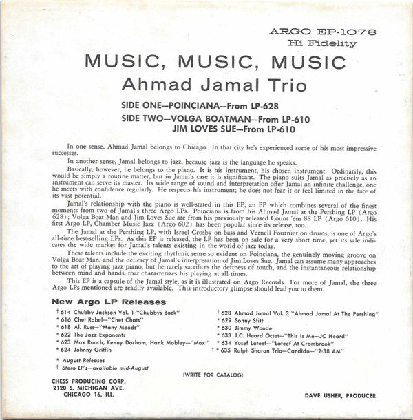 Ahmad Jamal Trio : Music, Music, Music (7", EP)
