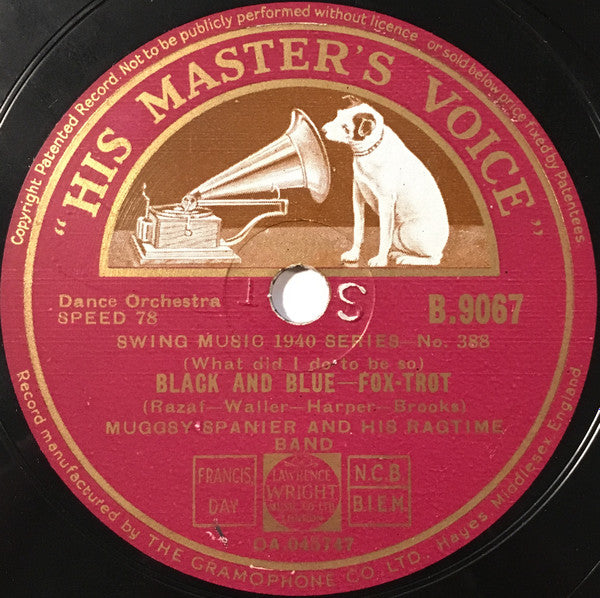 Muggsy Spanier's Ragtime Band : Dinah / (What Did I Do To Be So) Black And Blue (Shellac, 10", RP, ST)