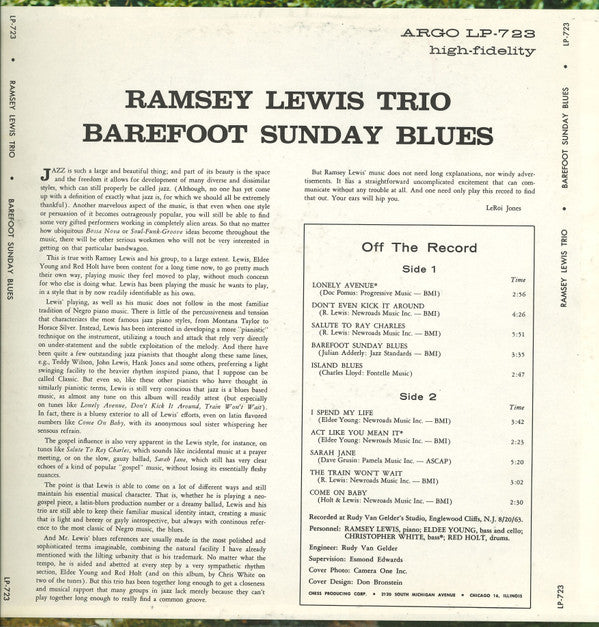 The Ramsey Lewis Trio : Barefoot Sunday Blues (LP, Album, Mono, Gre)