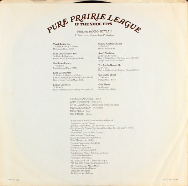 Pure Prairie League : If The Shoe Fits (LP, Album, Hol)