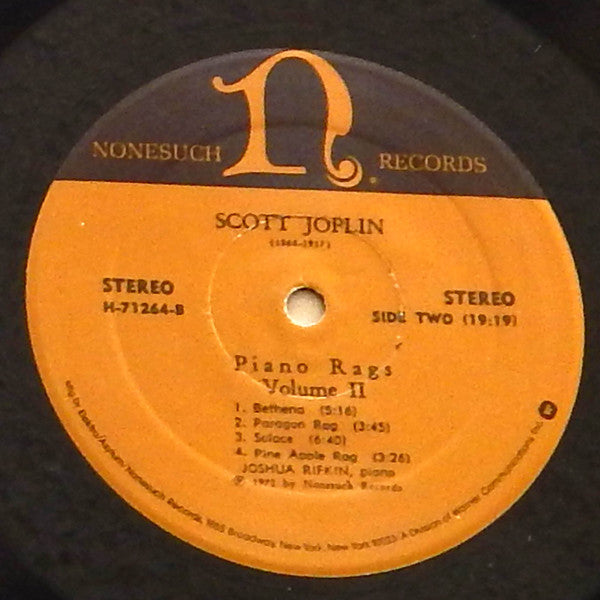 Scott Joplin - Joshua Rifkin : Piano Rags, Volume II (LP, Album, RE)