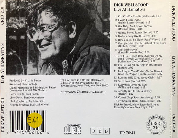 Dick Wellstood : Live At Hanratty's (CD, Album, RE)