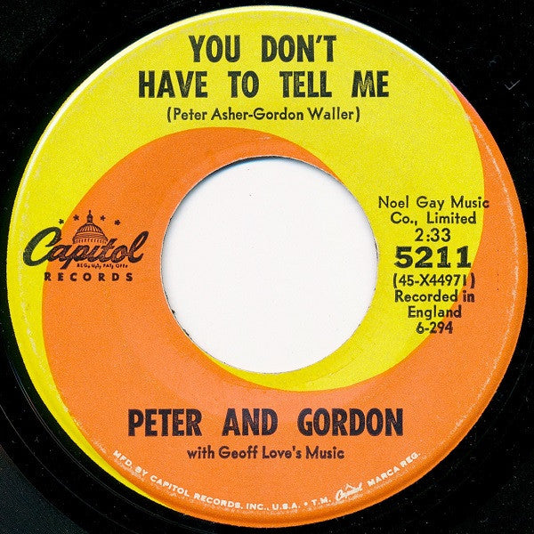 Peter & Gordon : Nobody I Know (7", Single)