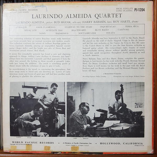 Laurindo Almeida Quartet Featuring Bud Shank : Laurindo Almeida Quartet Featuring Bud Shank (LP, Album, Mono)