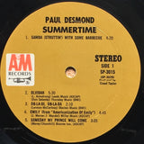 Paul Desmond : Summertime (LP, Album, RP, Mon)