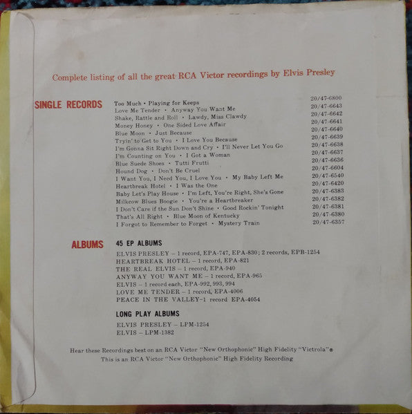 Elvis Presley With The Jordanaires : All Shook Up  (7", Single, RCA)