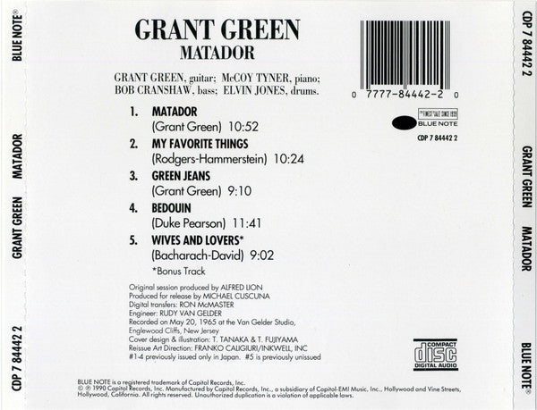 Grant Green : Matador (CD, Album, RE)