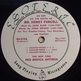 John Blow, John Dryden, Henry Purcell, The New York Pro Musica Antiqua : An Ode On The Death Of Mr. Henry Purcell (LP, Mono)
