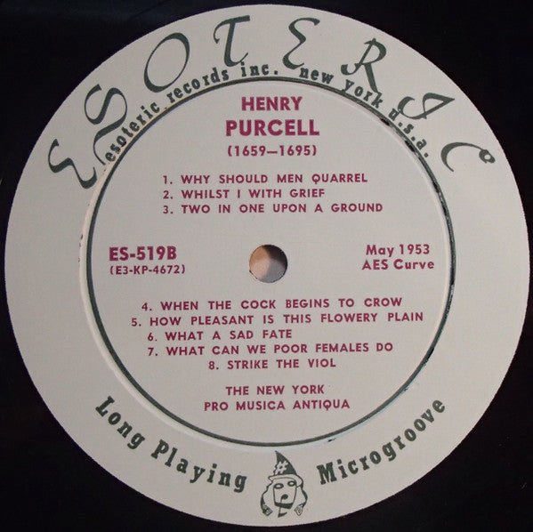 John Blow, John Dryden, Henry Purcell, The New York Pro Musica Antiqua : An Ode On The Death Of Mr. Henry Purcell (LP, Mono)