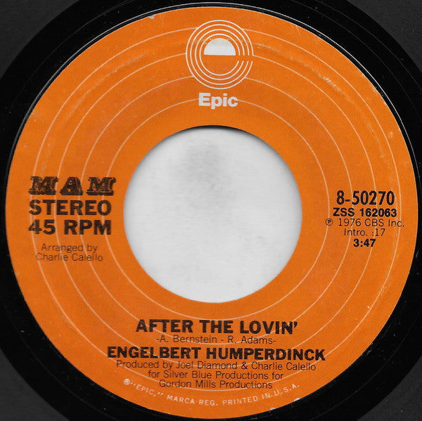 Engelbert Humperdinck : After The Lovin'  (7", Single, Styrene, San)