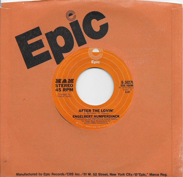 Engelbert Humperdinck : After The Lovin'  (7", Single, Styrene, San)
