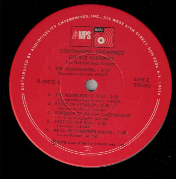 George Shearing : Continental Experience (The Quintet + Amigos) (LP, Album)