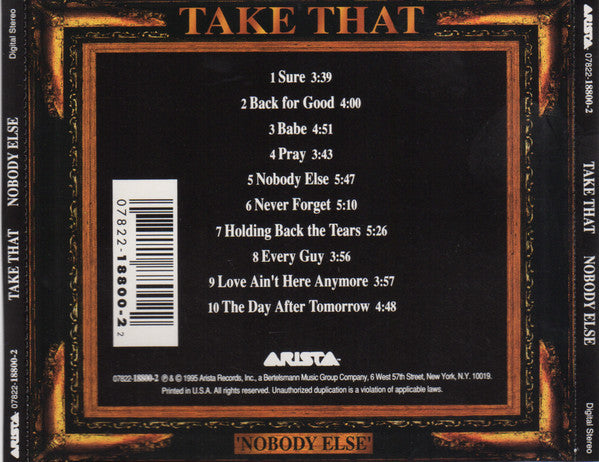Take That : Nobody Else (CD, Album)