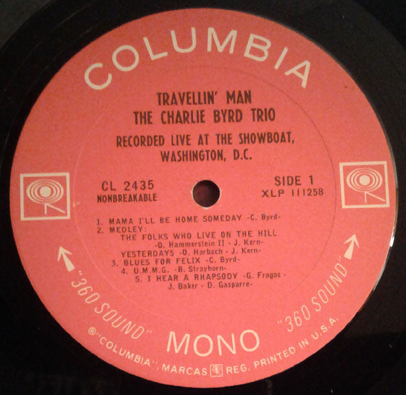Charlie Byrd Trio : Travellin' Man (LP, Mono)