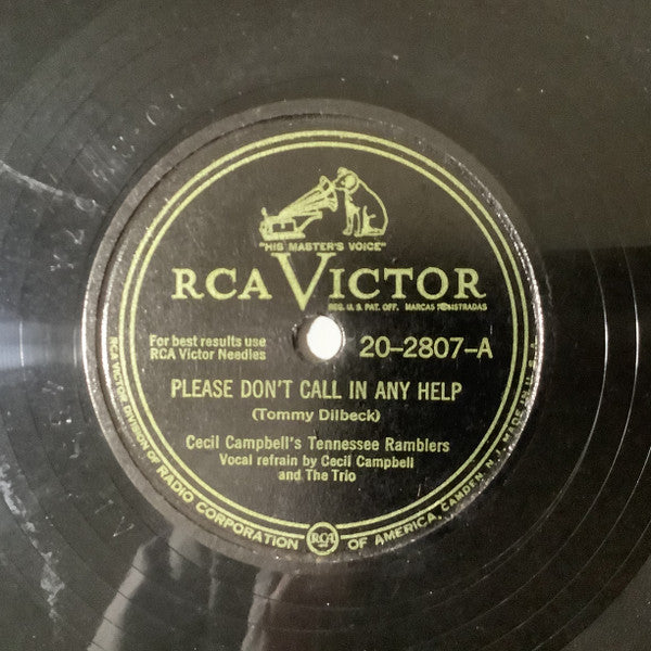 Cecil Campbell's Tennessee Ramblers : Please Don't Call In Any Help / Tryon Street Boogie (Shellac, 10")
