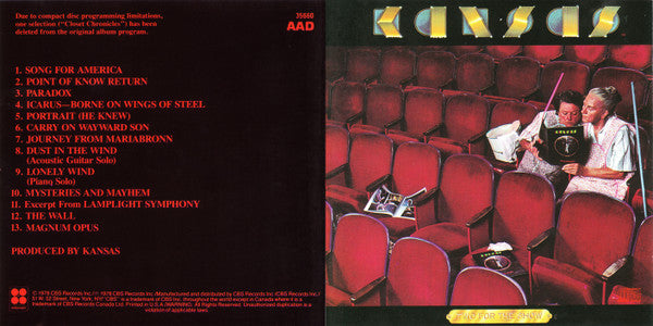 Kansas (2) : Two For The Show (CD, Album, RE)