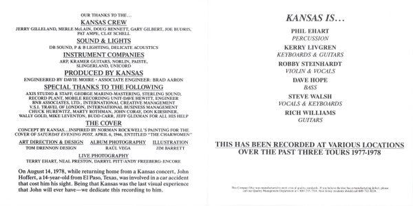 Kansas (2) : Two For The Show (CD, Album, RE)