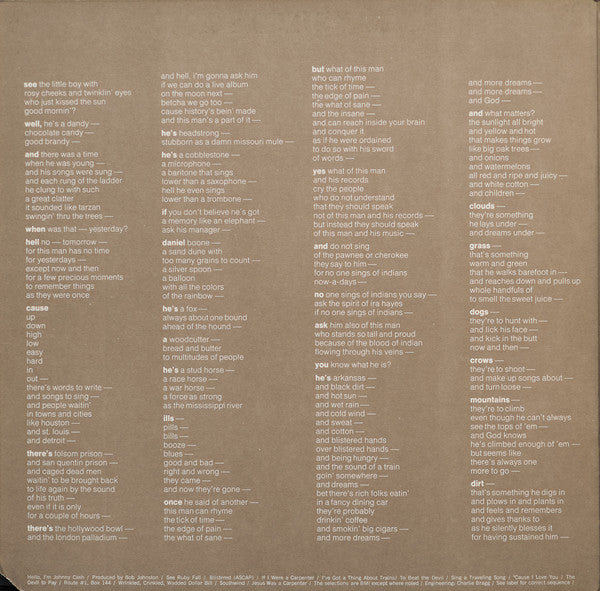 Johnny Cash : Hello, I'm Johnny Cash (LP, Album, Pit)