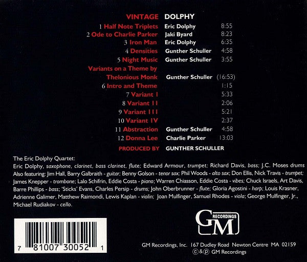 Eric Dolphy : Vintage Dolphy (CD, Album, Mono, RE, RM)