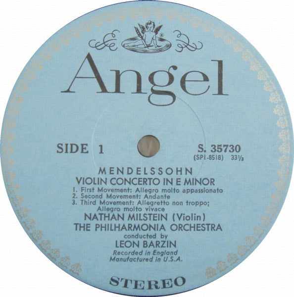 Nathan Milstein, Mendelssohn*, Bruch*, Philharmonia Orchestra Conducted By Leon Barzin : Concerto In E Minor / Concerto No.1 In G Minor (LP, Album)