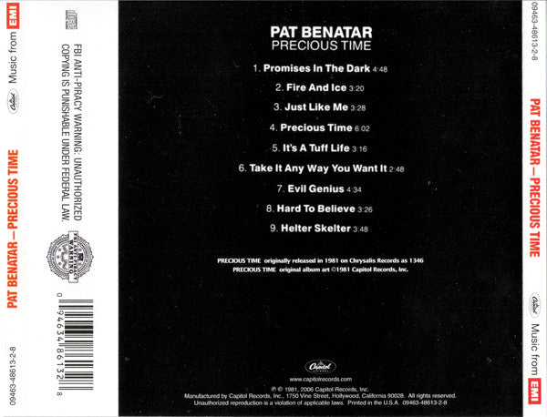 Pat Benatar : Precious Time (CD, Album, RE, RM)
