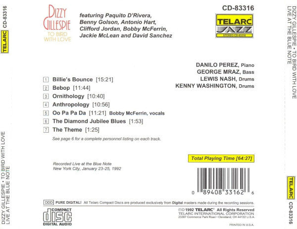Dizzy Gillespie : To Bird With Love (CD, Album)