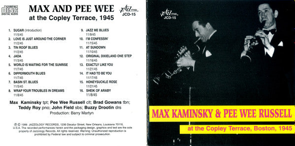Max Kaminsky, Pee Wee Russell : Max And Pee Wee At The Copley Terrace (CD, Album)
