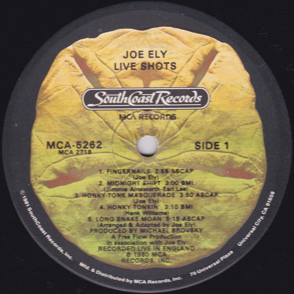 The Joe Ely Band : Live Shots (LP, Album, Glo + 7", Bon)
